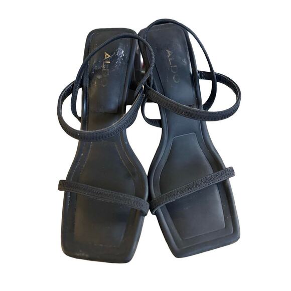 Y2K VTG. ALDO BLACK STRAPPY SQUARE TOE HEELS SANDALS‎ SZ. 6 1/2. - Picture 4 of 8